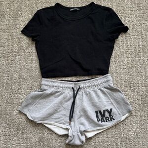 IVY PARK Black and Gray Shorts Size XXS & Zara Black Crop Top Size M